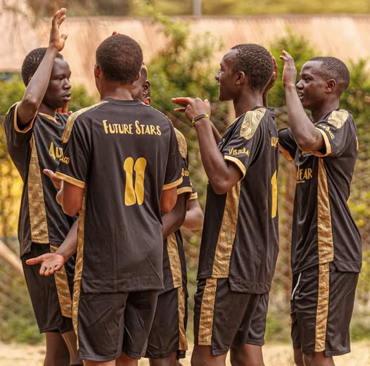 Santos Soka U18 players celebrating after Andrew Mayom’s Future Stars semi-final winner